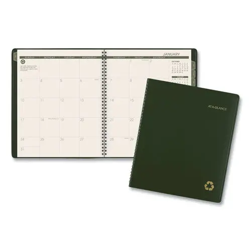 Recycled Monthly Planner, 11 X 9, Green, 2021-2022 1
