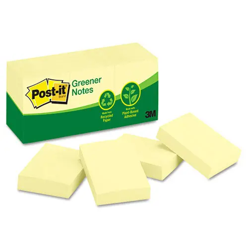 Recycled Note Pads, 1 1-2 X 2, Canary Yellow, 100-Sheet, 12-Pack 1
