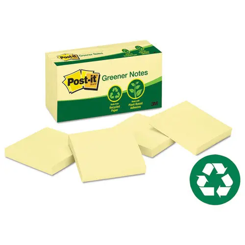 Recycled Note Pads, 3 X 3, Canary Yellow, 100-Sheet, 12-Pack 1