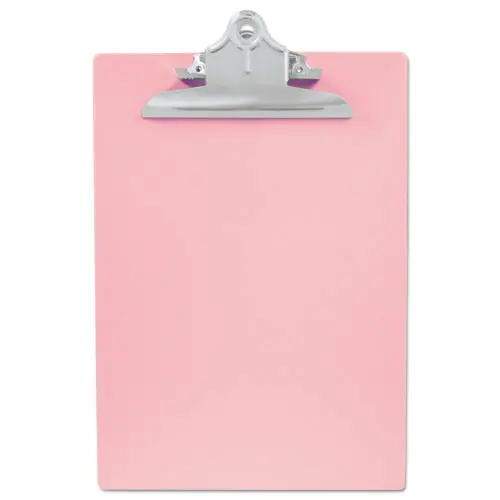 Recycled Plastic Clipboard With Ruler Edge, 1" Clip Cap, 8 1-2 X 12 Sheets, Pink 1