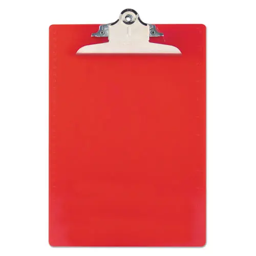 Recycled Plastic Clipboard With Ruler Edge, 1" Clip Cap, 8 1-2 X 12 Sheets, Red 1