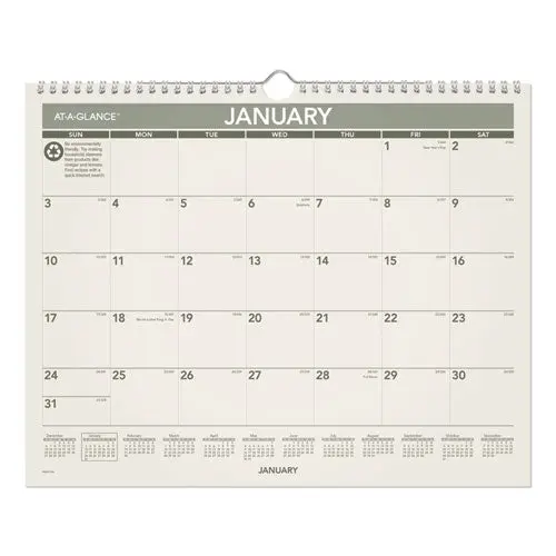 Recycled Wall Calendar, 15 X 12, 2021 1