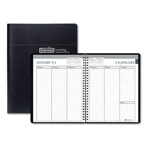 Recycled Weekly Appointment Book, Ruled Without Times, 8.75 X 6.88, Black, 2021 1