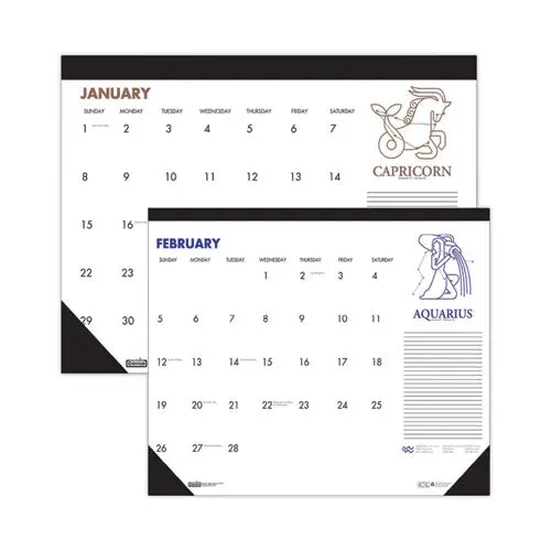 Recycled Zodiac Desk Pad Calendar, Zodiac Artwork, 17 X 22, White Sheets, Black Binding-Corners, 12-Month (Jan-Dec) 2023 1