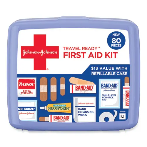 Red Cross Travel Ready Portable Emergency First Aid Kit, 80 Pieces, Plastic Case 1