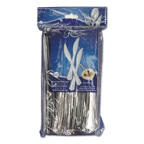 Reflections Heavyweight Plastic Utensils, Knife, Silver, 7 1-2", 40-Pack 1