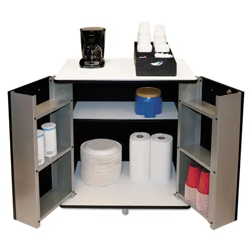 Refreshment Stand, Two-Shelf, 29.5W X 21D X 33H, Black-White 1