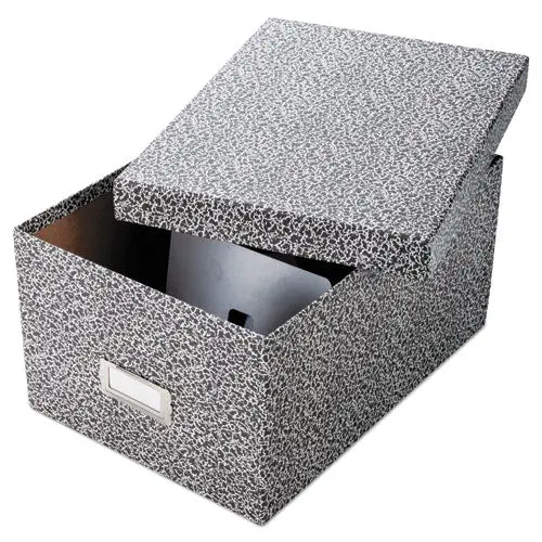 Reinforced Board Card File, Lift-Off Cover, Holds 1,200 5 X 8 Cards, Black-White 1