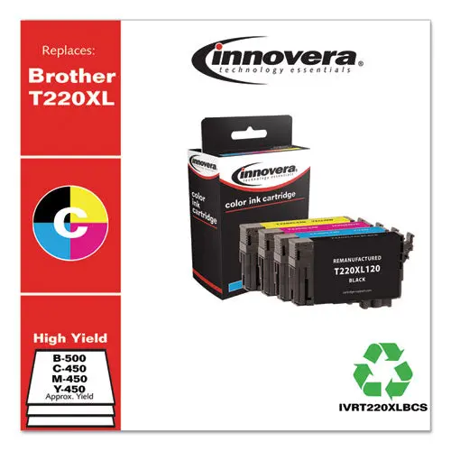 Remanufactured Black-Cyan-Magenta-Yellow Ink, Replacement For Epson T220xl (T220xl120-220-320-420), 500-450 Page-Yield 1