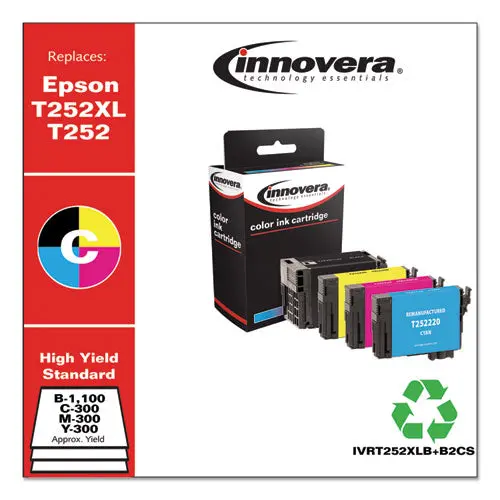 Remanufactured Black-Cyan-Magenta-Yellow Ink, Replacement For Epson T252xl-T252 (T252xl-Bcs), 1,100-300 Page-Yield 1