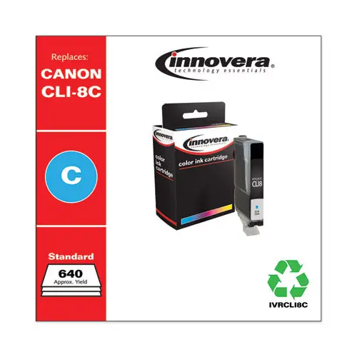 Remanufactured Cyan Ink, Replacement For Canon Cli8c (0621B002), 640 Page-Yield 1