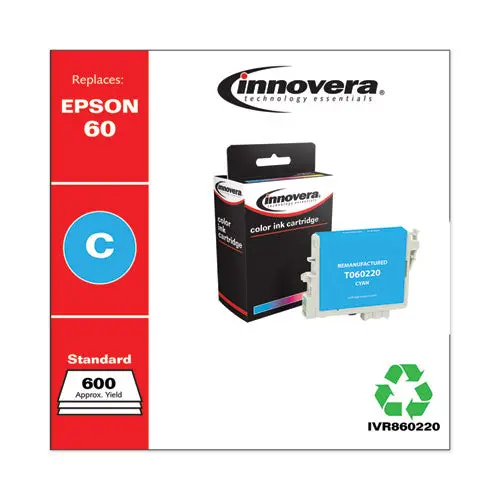 Remanufactured Cyan Ink, Replacement For Epson 60 (T060220), 600 Page-Yield 1