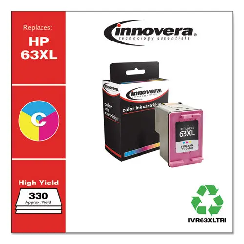 Remanufactured Tri-Color High-Yield Ink, Replacement For Hp 63Xl (F6u63an), 330 Page-Yield 1