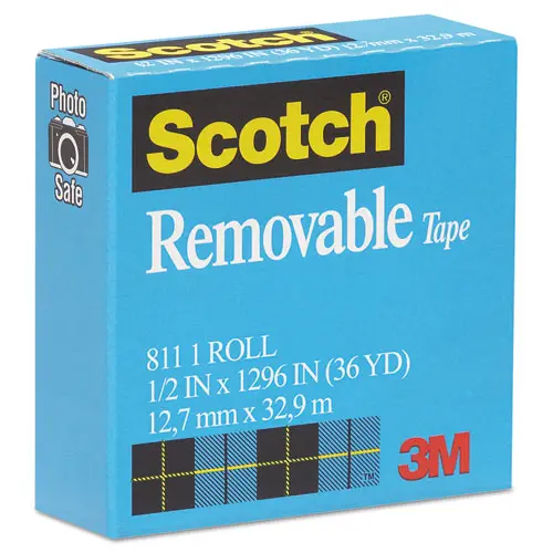 Removable Tape, 1" Core, 0.5" X 36 Yds, Transparent 1