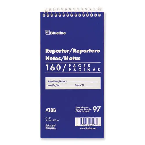 Reporters Note Pad, Medium-College Rule, Blue Cover, 80 White 4 X 8 Sheets 1