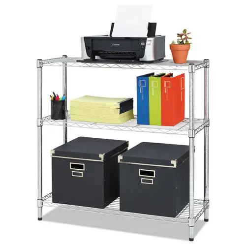Residential Wire Shelving, Three-Shelf, 36W X 14D X 36H, Silver 1