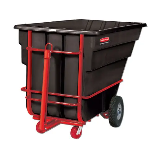 Rotomolded Towable Tilt Truck, Rectangular, Plastic, 1.5 Cu Yd, 2,100-Lb Capacity, Black-Red 1