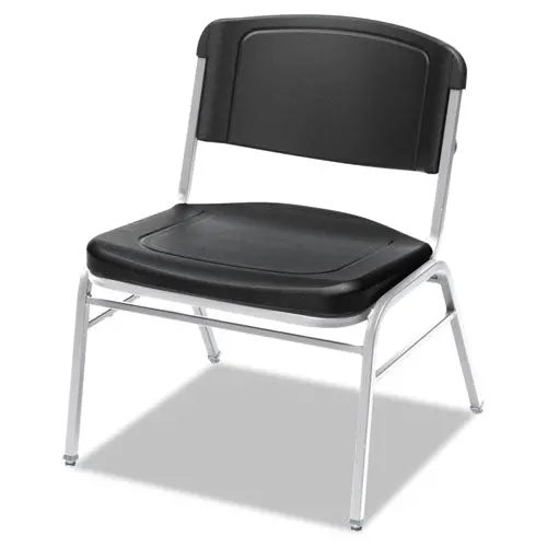 Rough 'N Ready Big And Tall Stack Chair, Black Seat-Black Back, Silver Base, 4-Carton 1