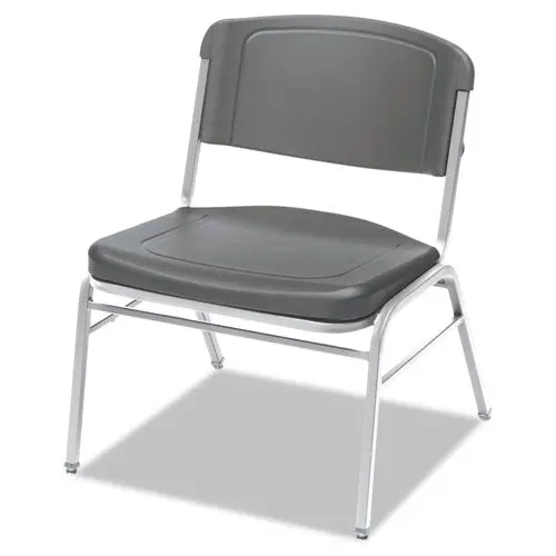 Rough 'N Ready Big And Tall Stack Chair, Charcoal Seat-Charcoal Back, Silver Base, 4-Carton 1