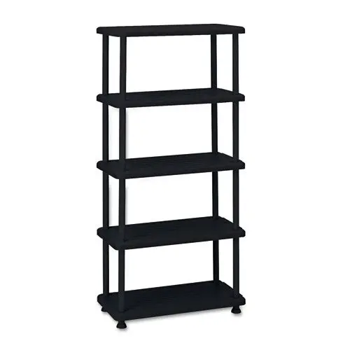 Rough N Ready Five-Shelf Open Storage System, Resin, 36W X 18D X 74H, Black 1
