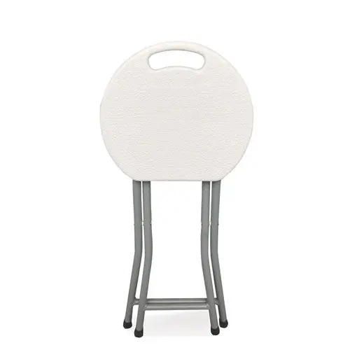 Rough N Ready Folding Stool, Backless, Supports Up To 300 Lb, 18" Seat Height, White Seat, Charcoal Base, 4/Carton 1