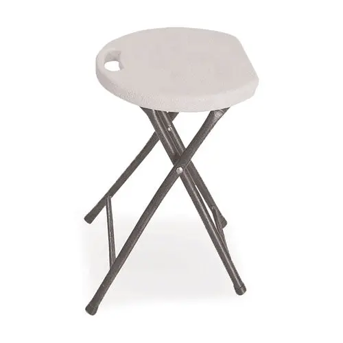 Rough N Ready Folding Stool, Backless, Supports Up To 300 Lb, 26" Seat Height, White Seat, Charcoal Base, 4/Carton 1