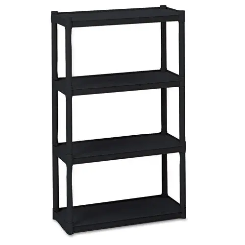 Rough N Ready Four-Shelf Open Storage System, Resin, 32W X 13D X 54H, Black 1