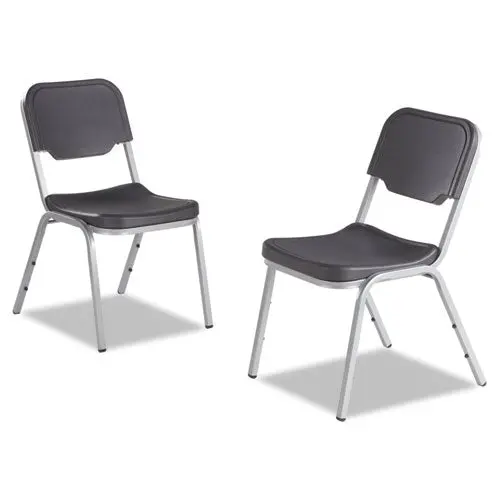 Rough 'N Ready Original Stack Chair, Black Seat-Black Back, Silver Base, 4-Carton 1
