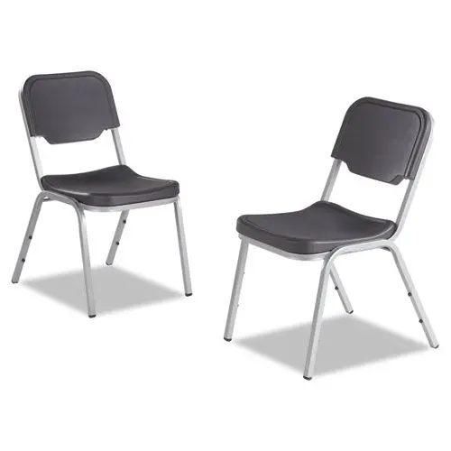 Rough 'N Ready Original Stack Chair, Charcoal Seat-Charcoal Back, Silver Base, 4-Carton 1