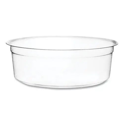 Round Deli Pots, 8 Oz, 4.6" Diameter X 1.5"H, Clear, Plastic, 500/Carton 1