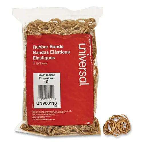 Rubber Bands, Size 10, 0.04" Gauge, Beige, 1 Lb Box, 3,400-Pack 1