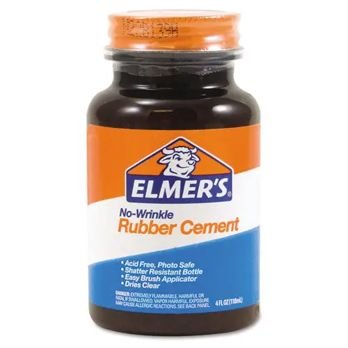 Rubber Cement With Brush Applicator, 4 Oz, Dries Clear 1