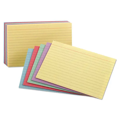Ruled Index Cards, 5 X 8, Blue-Violet-Canary-Green-Cherry, 100-Pack 1