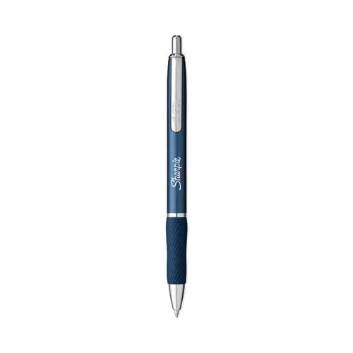 S-Gel Premium Metal Barrel Gel Pen, Retractable, Medium 0.7 Mm, Black Ink, Blue Barrel, 4-Pack 1