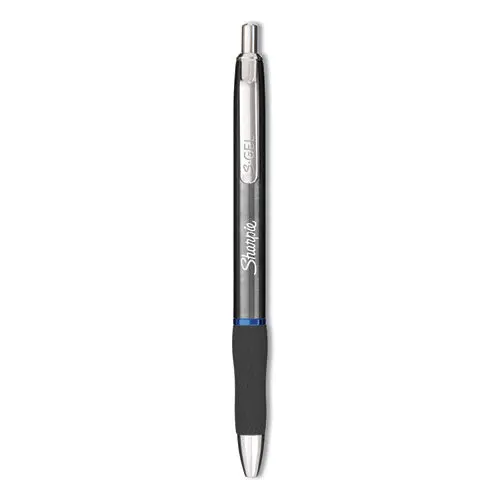 S-Gel Premium Metal Barrel Gel Pen, Retractable, Medium 0.7 Mm, Blue Ink, Gun Metal Gray Barrel, Dozen 1