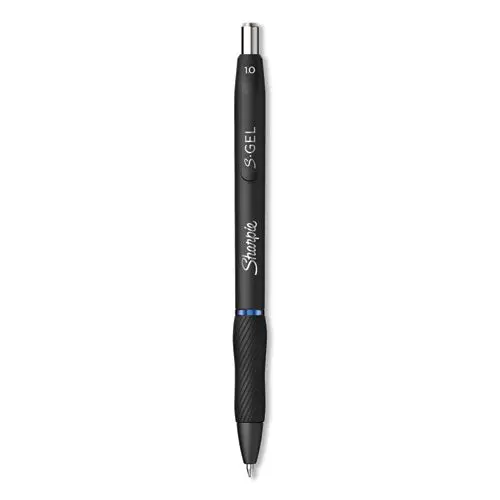 S-Gel Retractable Gel Pen, Bold 1 Mm, Blue Ink, Black Barrel, Dozen 1