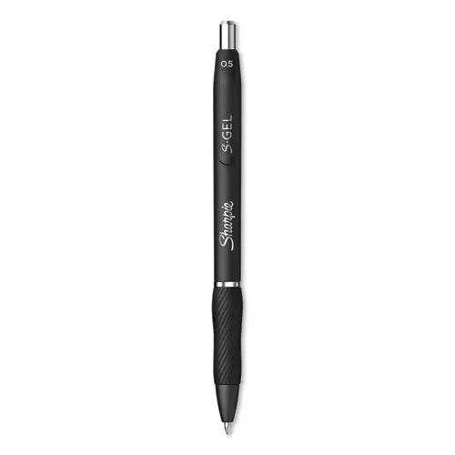 S-Gel Retractable Gel Pen, Fine 0.5 Mm, Black Ink, Black Barrel, Dozen 1