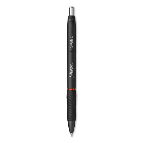 S-Gel Retractable Gel Pen, Fine 0.5 Mm, Red Ink, Black Barrel, Dozen 1