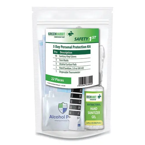 Safety 1St Five-Day Personal Protection Kit, 22 Pieces, Resealable Bag, 1 Kit 1