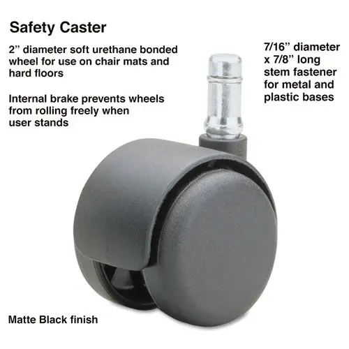 Safety Casters,Standard Neck, Polyurethane, B Stem, 110 Lbs-Caster, 5-Set 1