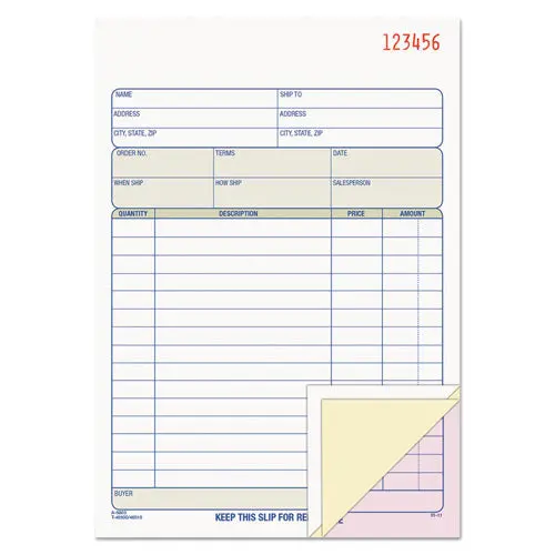 Sales Order Book, 5-9-16 X 7-15-16, Three-Part Carbonless, 50 Sets-Book 1