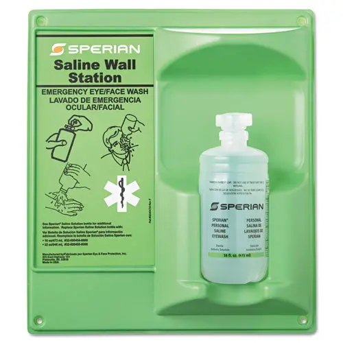 Saline Eye Wash Wall Station, 16 Oz Bottle, 1 Bottle/Station 1