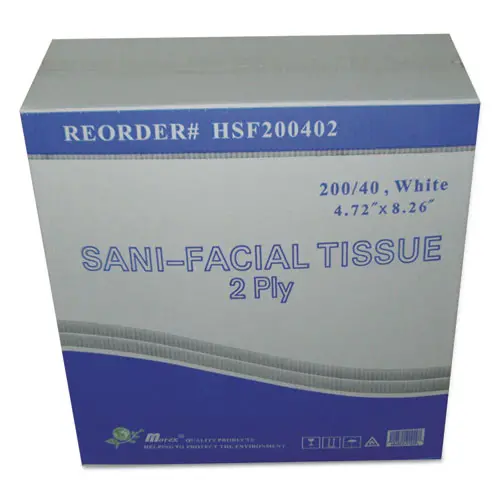 Sani Facial Tissue, 2-Ply, White, 40 Sheets-Box 1