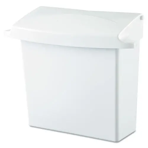 Sanitary Napkin Receptacle With Rigid Liner, Rectangular, Plastic, White 1