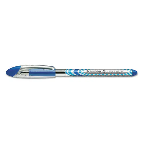 Schneider Slider Stick Ballpoint Pen, 0.8Mm, Blue Ink, Blue-Silver Barrel, 10-Box 1