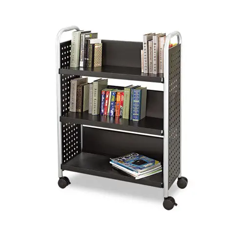 Scoot Book Cart, Three-Shelf, 33W X 14.25D X 44.25H, Black 1