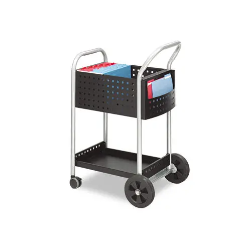 Scoot Mail Cart, One-Shelf, 22W X 27D X 40.5H, Black-Silver 1