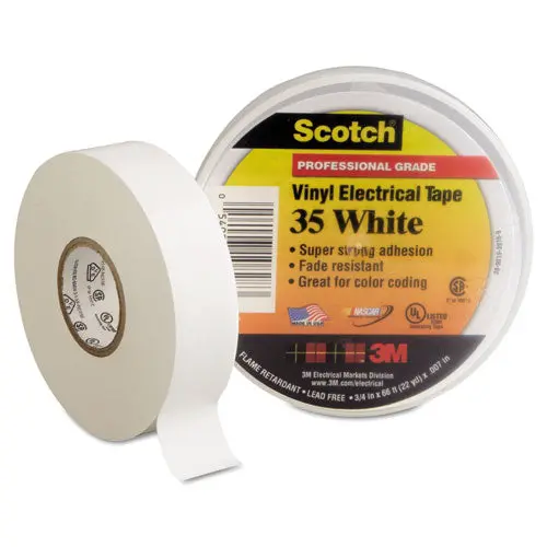 Scotch 35 Vinyl Electrical Color Coding Tape, 3" Core, 0.75" X 66 Ft, White 1