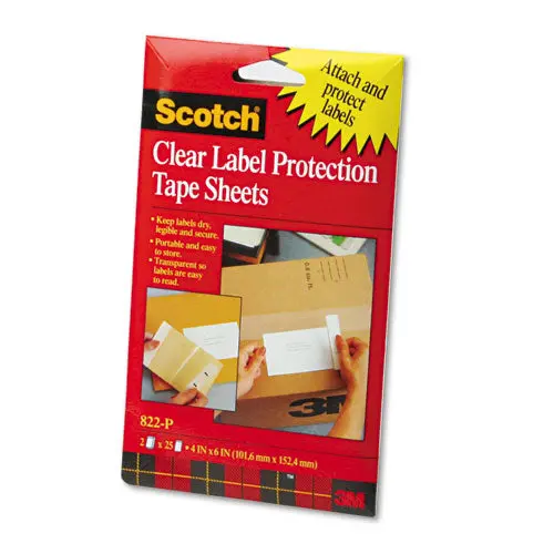 Scotchpad Label Protection Tape Sheets, 4" X 6", Clear, 25-Pad, 2 Pads-Pack 1