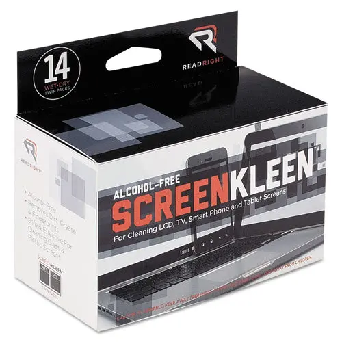 Screenkleen Alcohol-Free Wipes, Cloth, 5 X 5, 14-Box 1